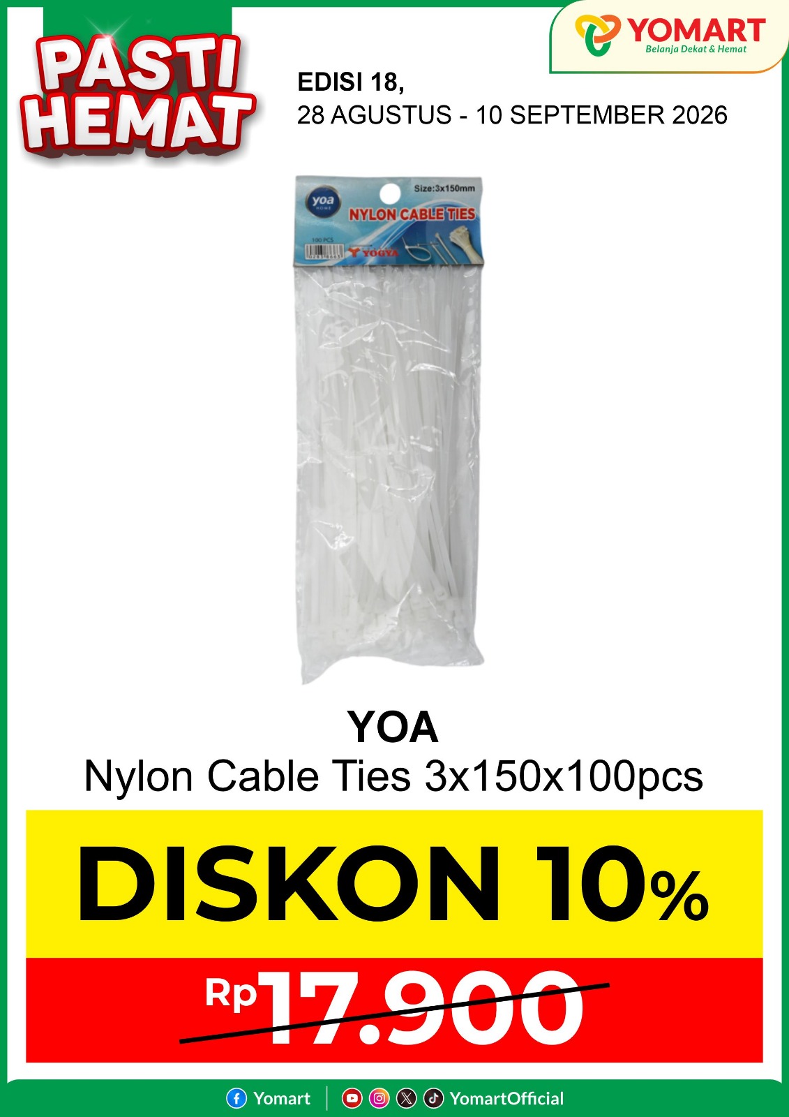 Yoa Nylon Cable Ties 3x150x100pcs