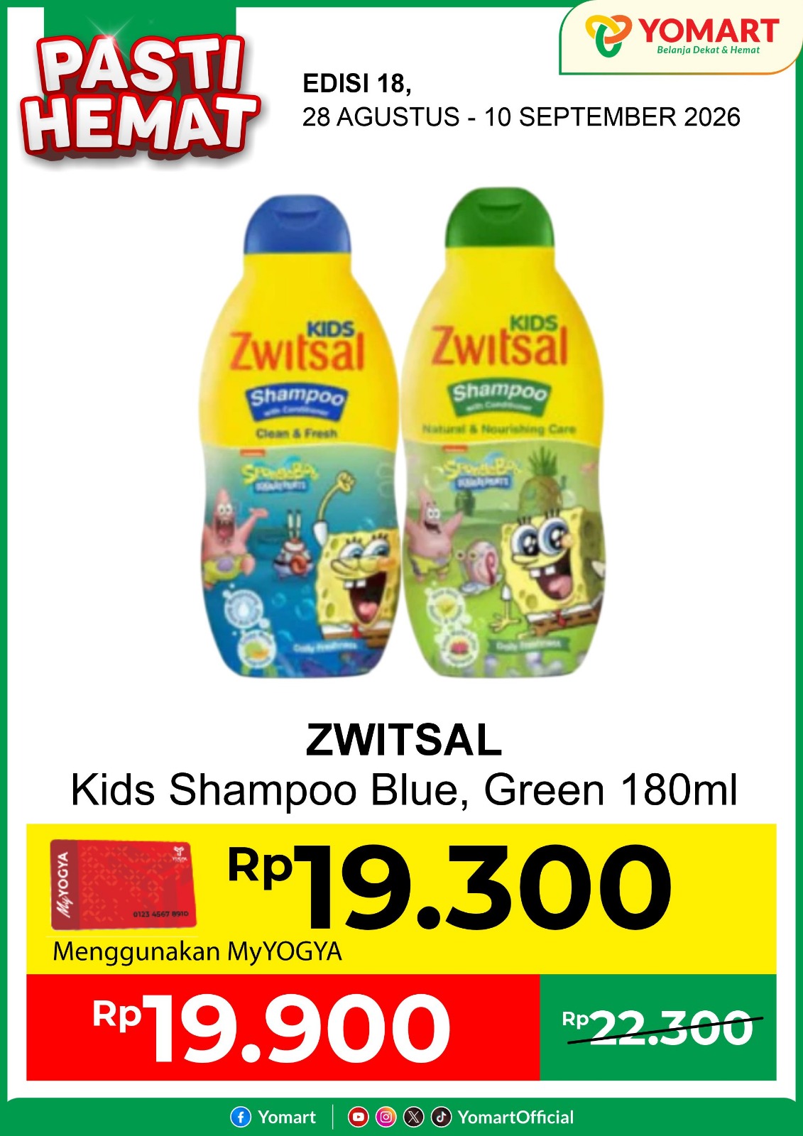 Zwitsal Shampoo Blue, Green 180ml