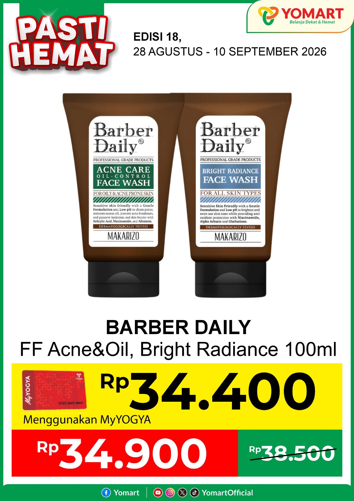 Barber Daily Facial Wash Acne&Oil, Bright 100ml