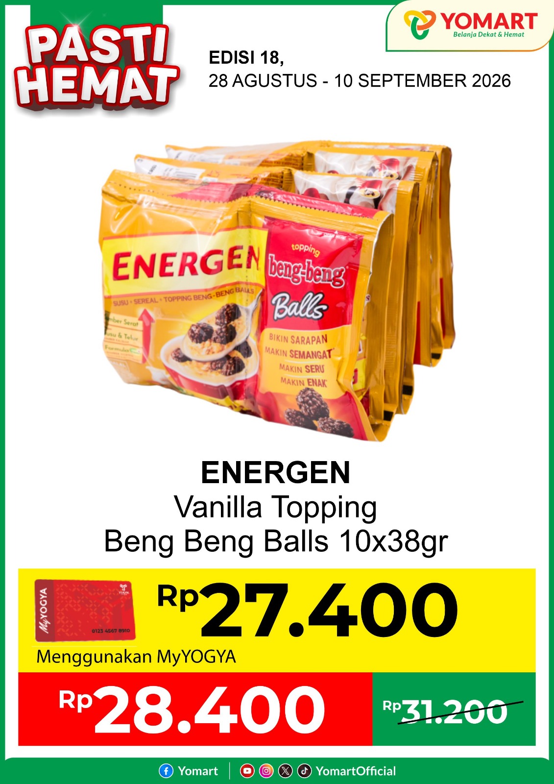 ENERGEN vanilla topping bengbeng 10x38gr