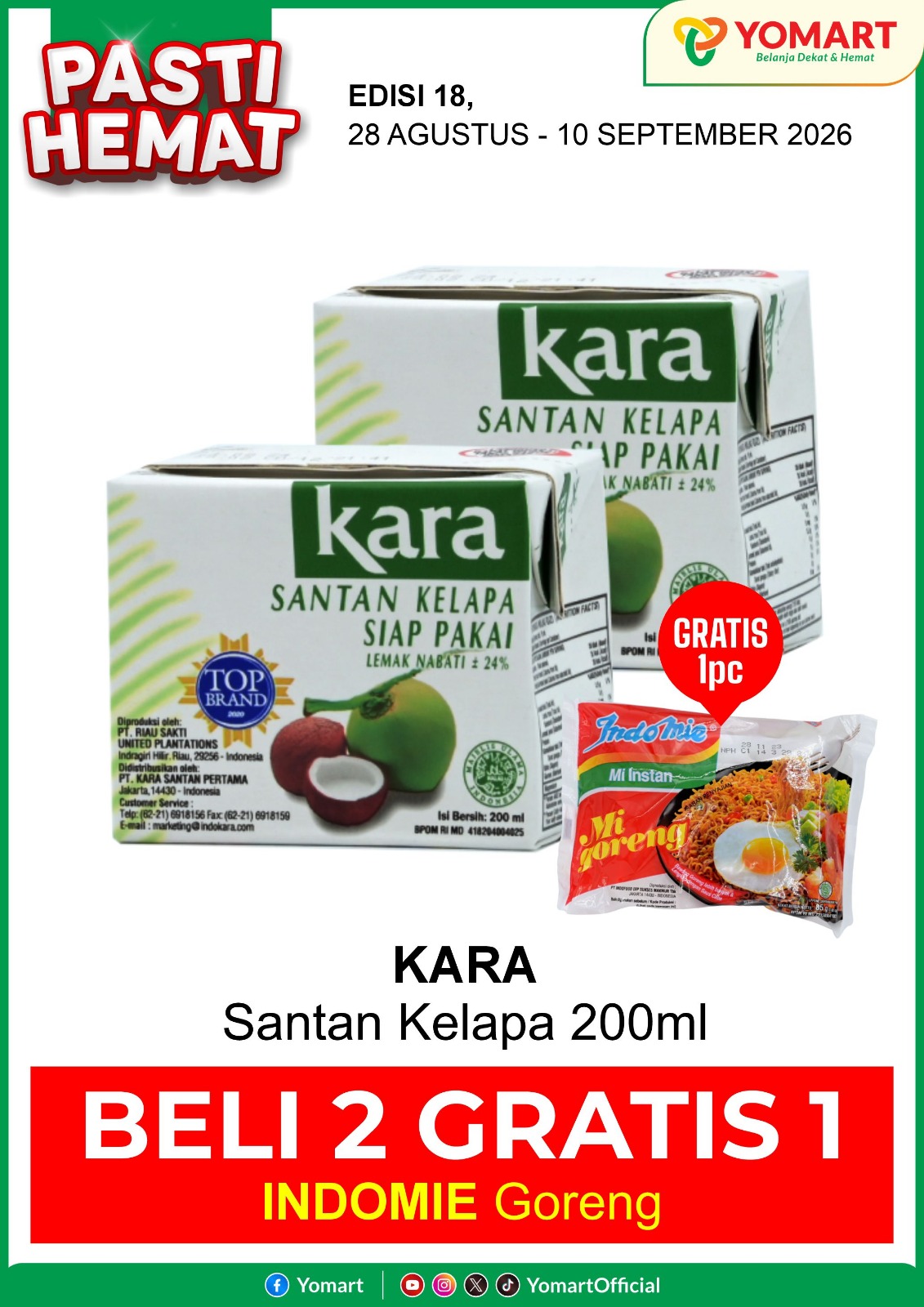 Santan Kara 200ml (Beli 2 gratis 1pcs Indomie grg)