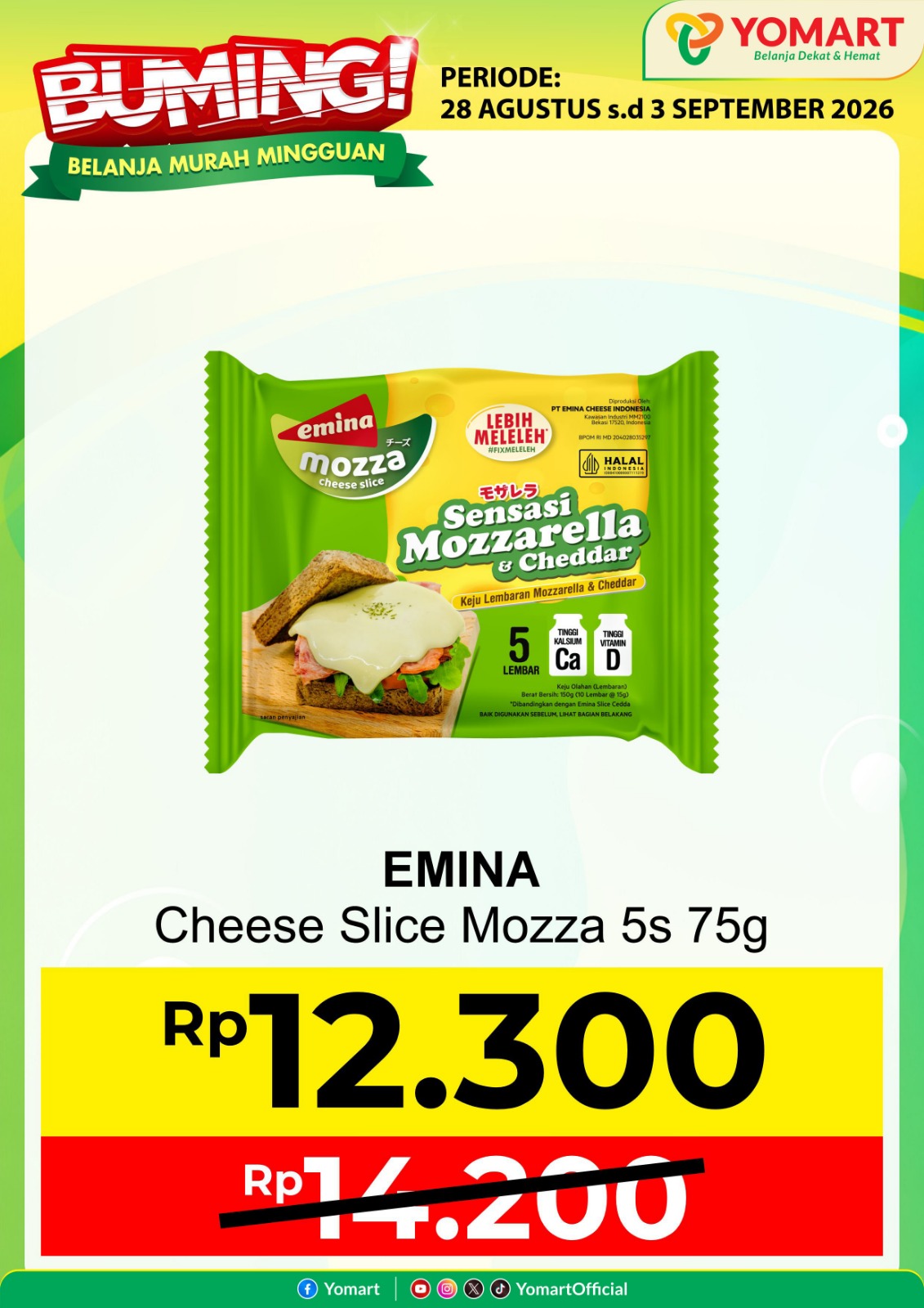 EMINA cheese slice Moza 5S 75gr