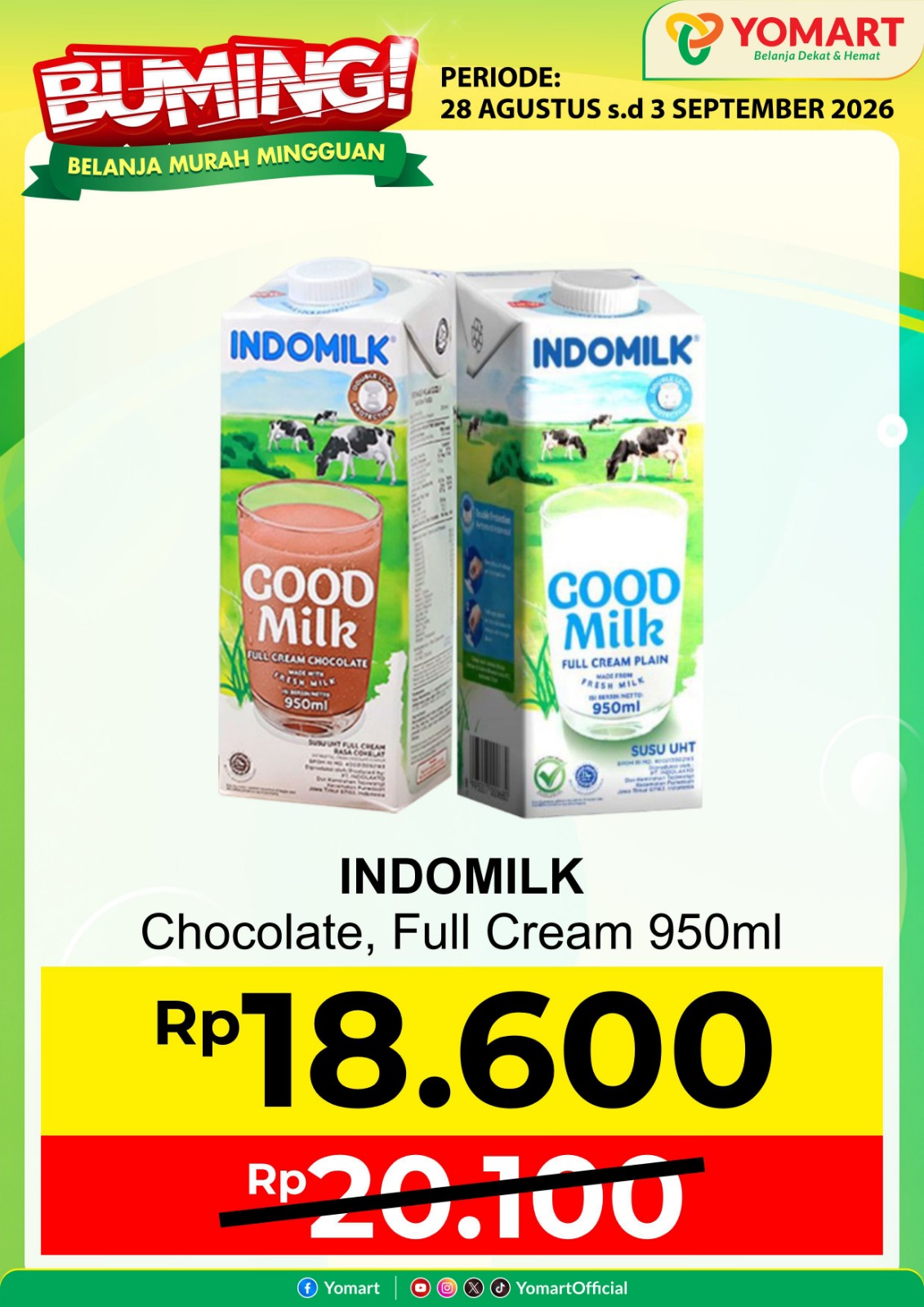 INDOMILK chocolate, full cream 950ml