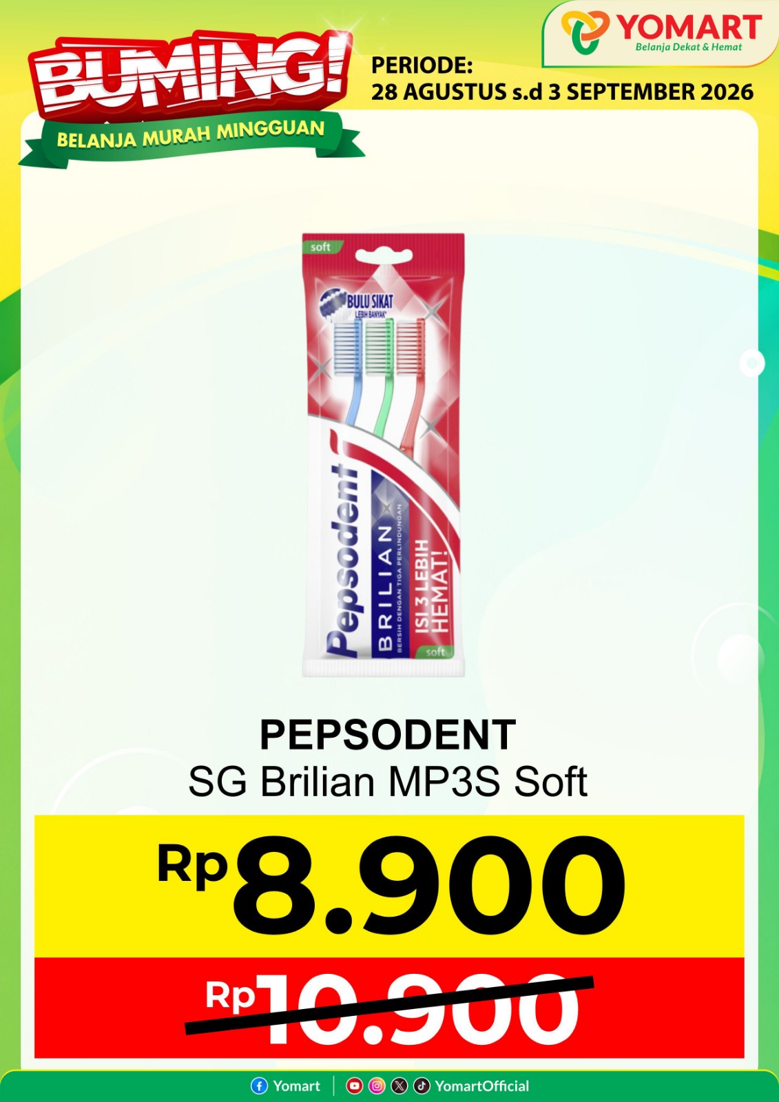 PEPSODENT pasta gigi brilian isi 3pcs